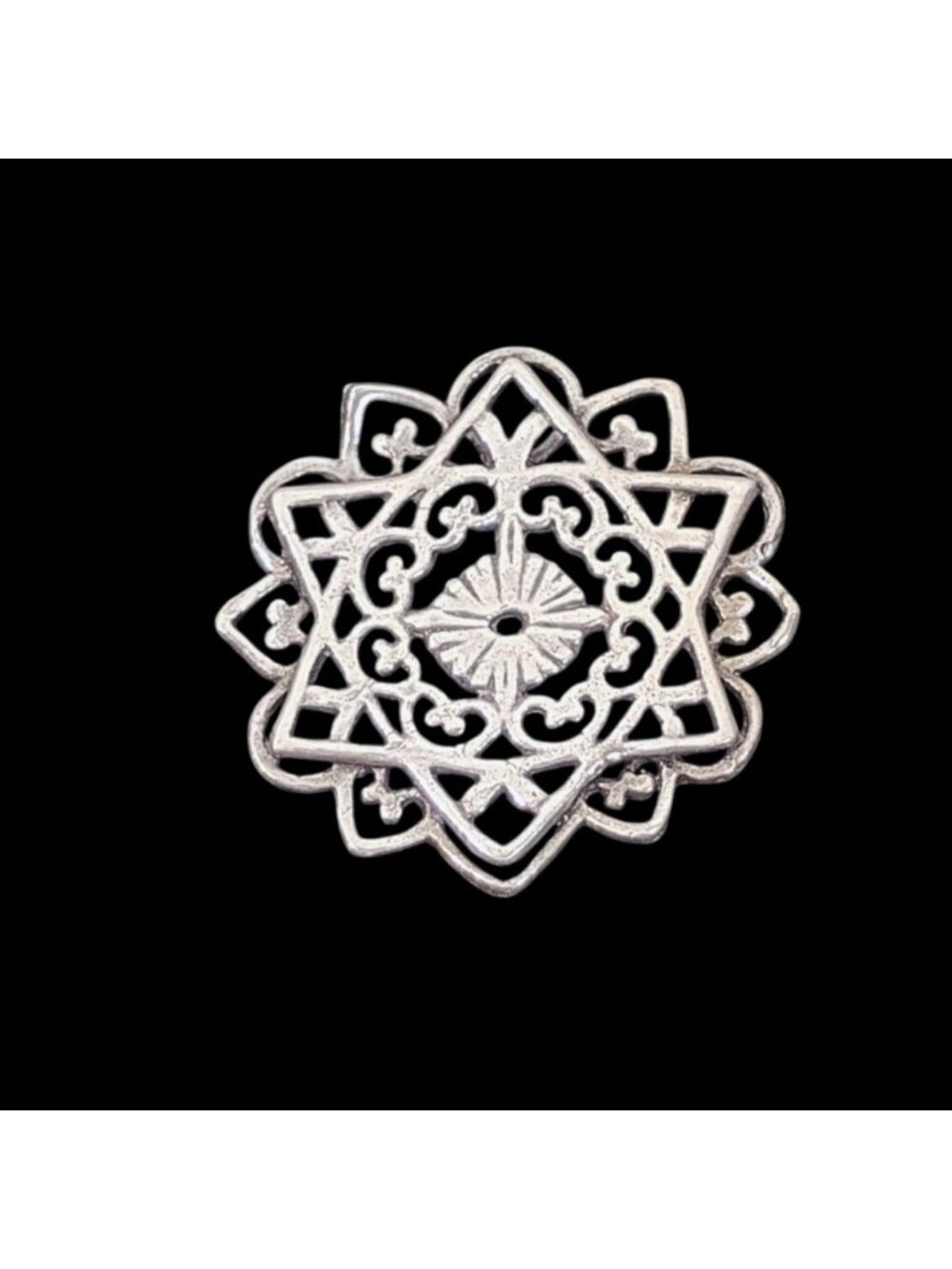 Vtg MMA 925 Sterling Silver Star Of David Slide Pendant Mandala